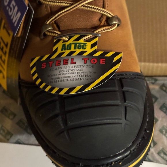 ADT Steel Toe Work Boots in Black and Tan - Picture 7 of 8